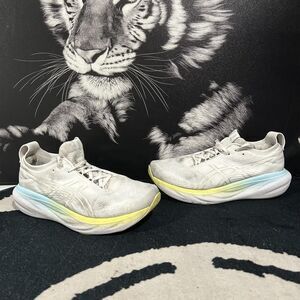 Asics Gel-Nimbus 25 1012B356 Athletic Sneaker Women 10 White Knit Sports Running